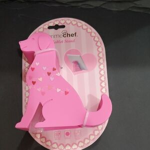 Pink silicon heart printed puppy dog themed tablet‎ stand new